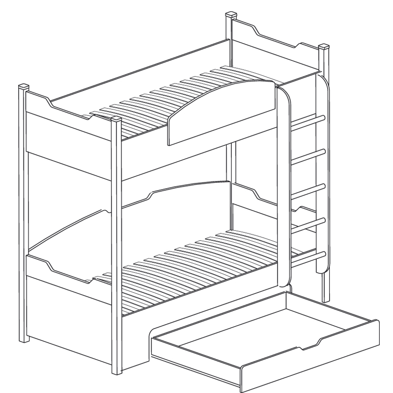 Как нарисовать двухъярусную кровать